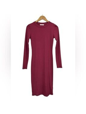 Cherish Ribbed Knit Bodycon Dress Deep Berry Small